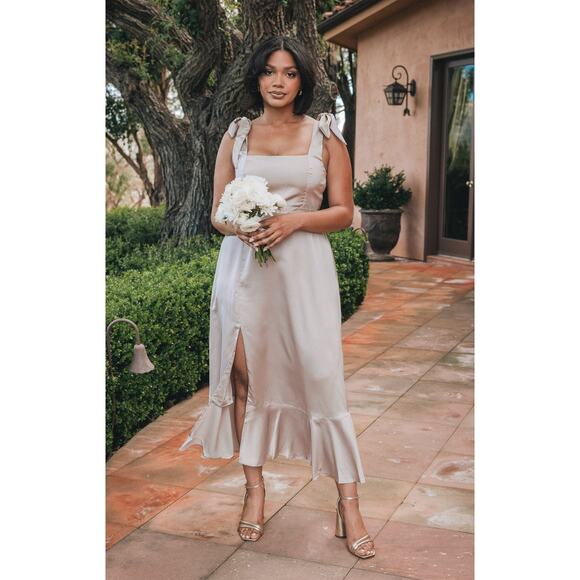 Show Me Your Mumu Claire Midi Dress Show Me the Ring Satin XL NWT - Picture 1 of 8